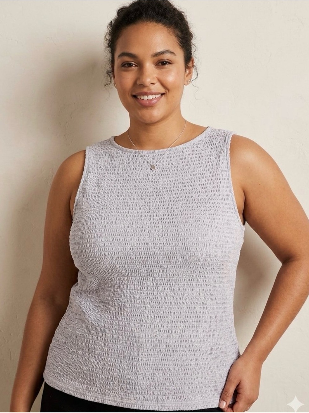 J. Crew women’s Plus2XL  LT gray textured Smocked shell Tank Top NWT